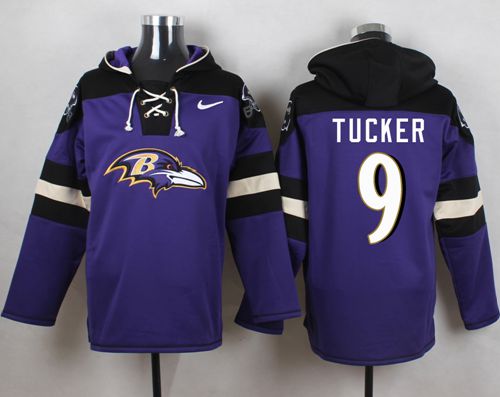 Nike Ravens #9 Justin Tucker Purple Player Pullover NFL Hoodie - Click Image to Close